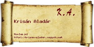 Krisán Aladár névjegykártya